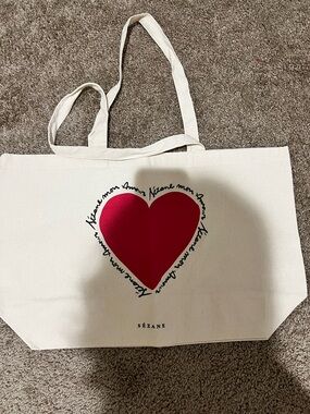Sézane Canvas Tote with Red Heart